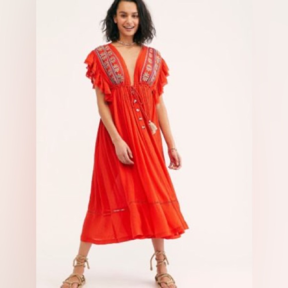 Free People Orange & Multi Dress